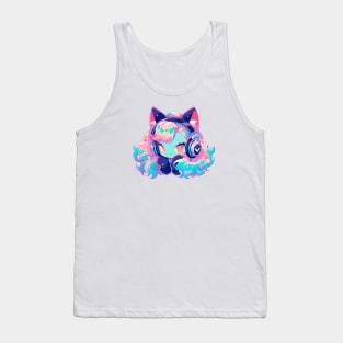 Cat Girl With Headphones Tank Top